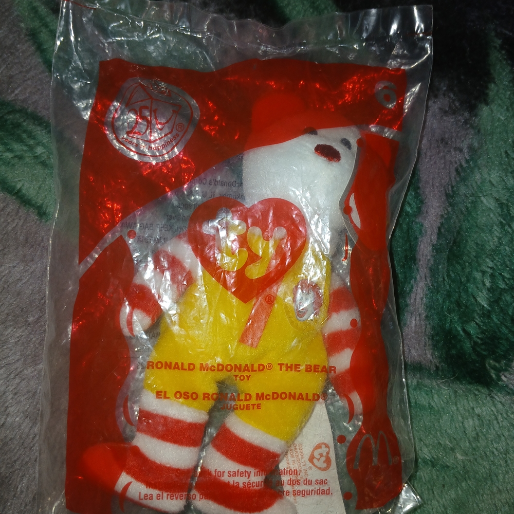 Rare 2004 Collectable McDonald's Ronald McDonald Bear Toy Ty  BEanie